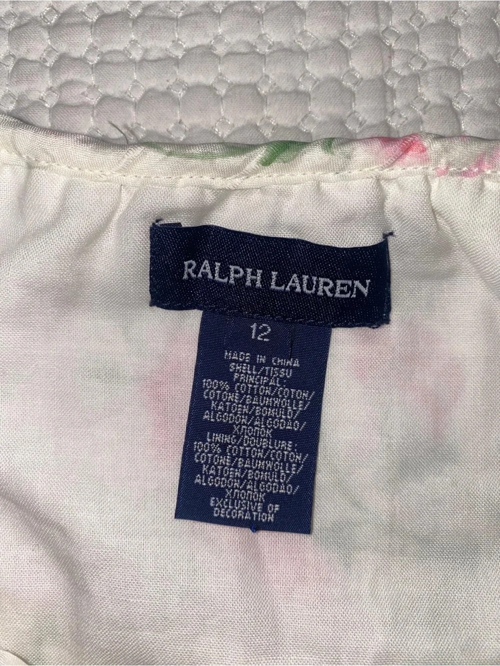 Ralph Lauren Cream Floral Sundress with Pink Roses girls sz12‎